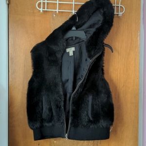 Ann Taylor Loft Faux Fur hooded vest